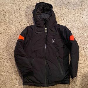 Spyder Boys Black Red Winter Ski Jacket Medium Pre-Owned